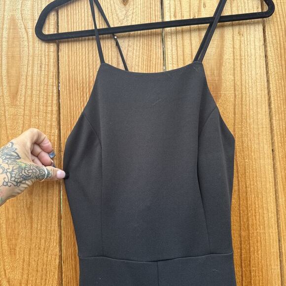 Black Cross Cross Spaghetti Strap Wide Leg Women's Jumpsuit Size S Y2K Club - Picture 2 of 11